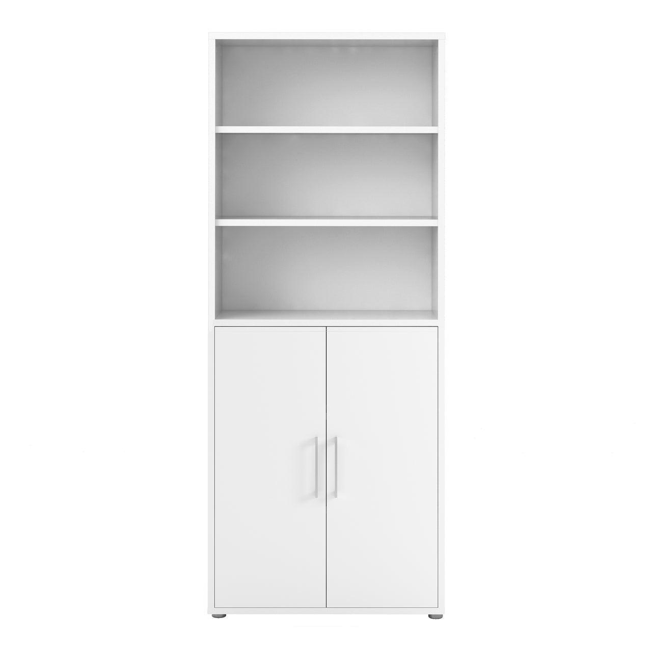 Prima Bookcase 4 Shelves with 2 Doors in White