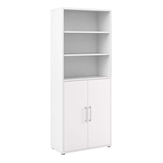 Prima Bookcase 4 Shelves with 2 Doors in White - Msofas LTD