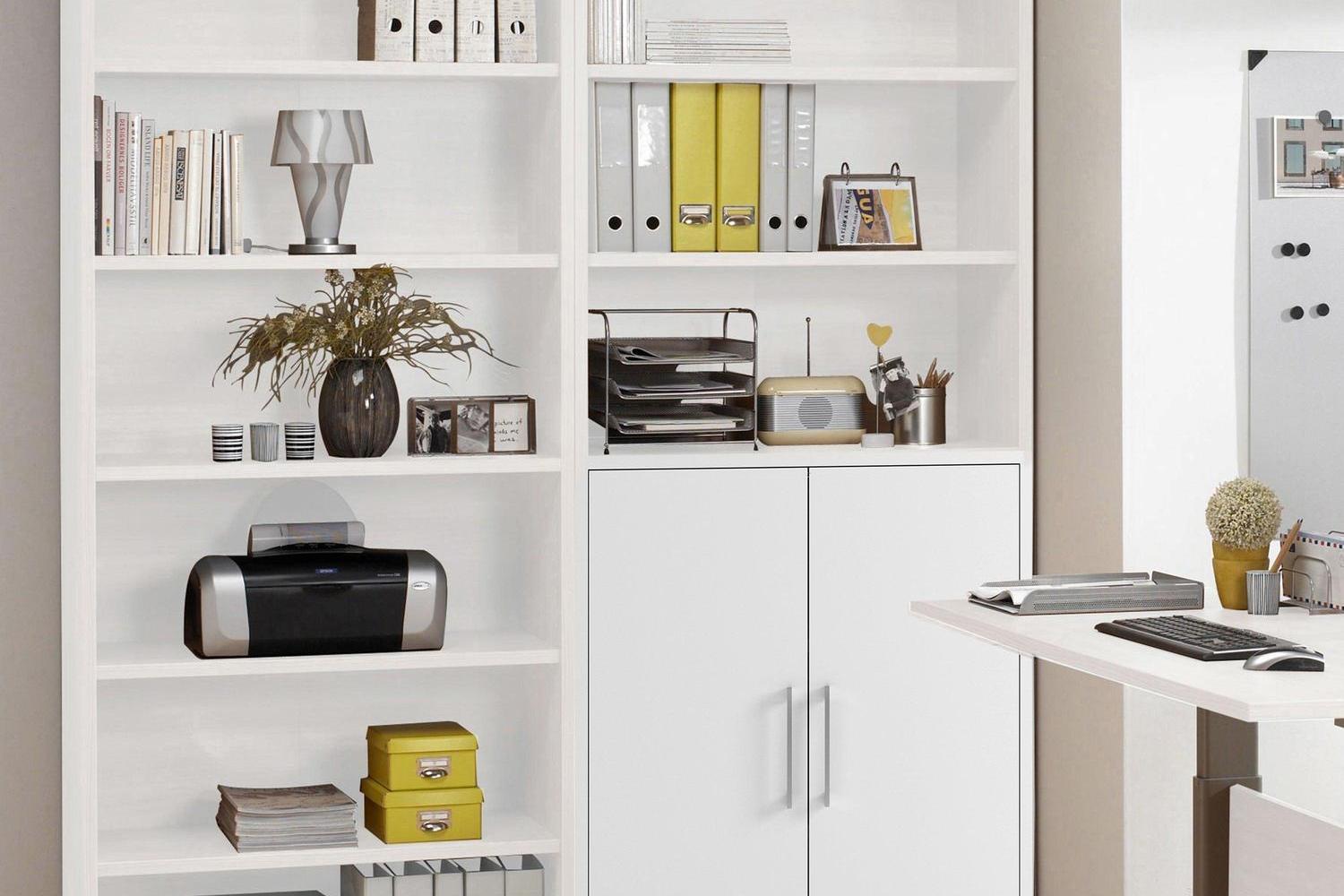 Prima Bookcase 4 Shelves With 2 Doors In White