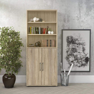 Prima Bookcase 4 Shelves with 2 Doors in Oak - Msofas LTD