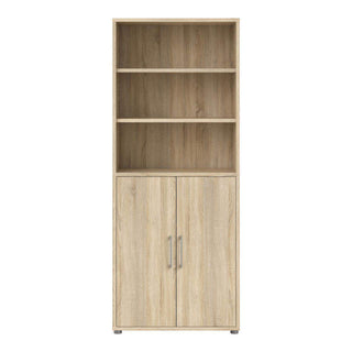 Prima Bookcase 4 Shelves with 2 Doors in Oak - Msofas LTD