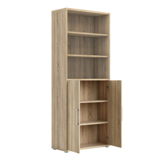 Prima Bookcase 4 Shelves with 2 Doors in Oak - Msofas LTD