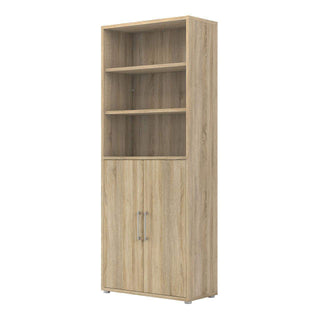 Prima Bookcase 4 Shelves with 2 Doors in Oak - Msofas LTD