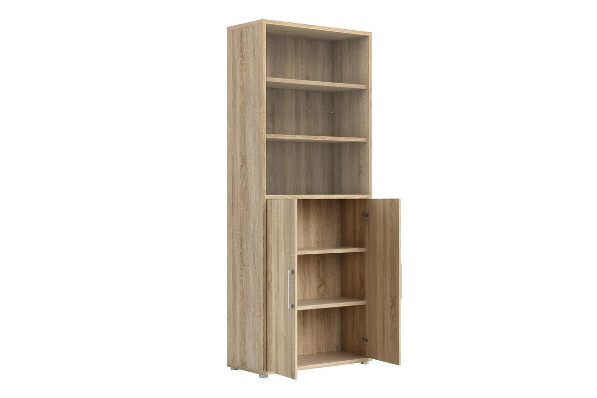 Prima Bookcase 4 Shelves With 2 Doors In Oak