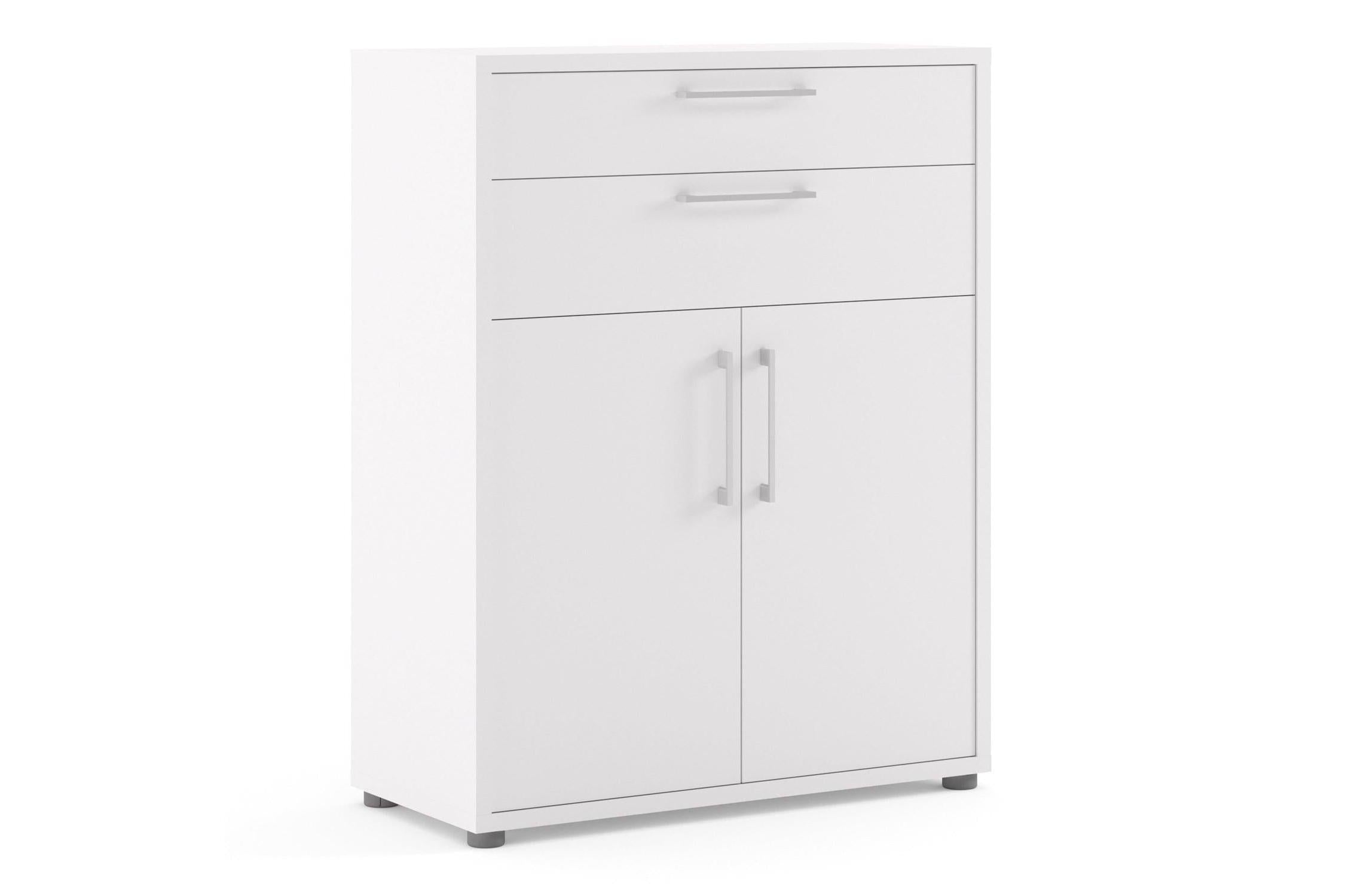 Prima Bookcase with Drawers and Doors in White