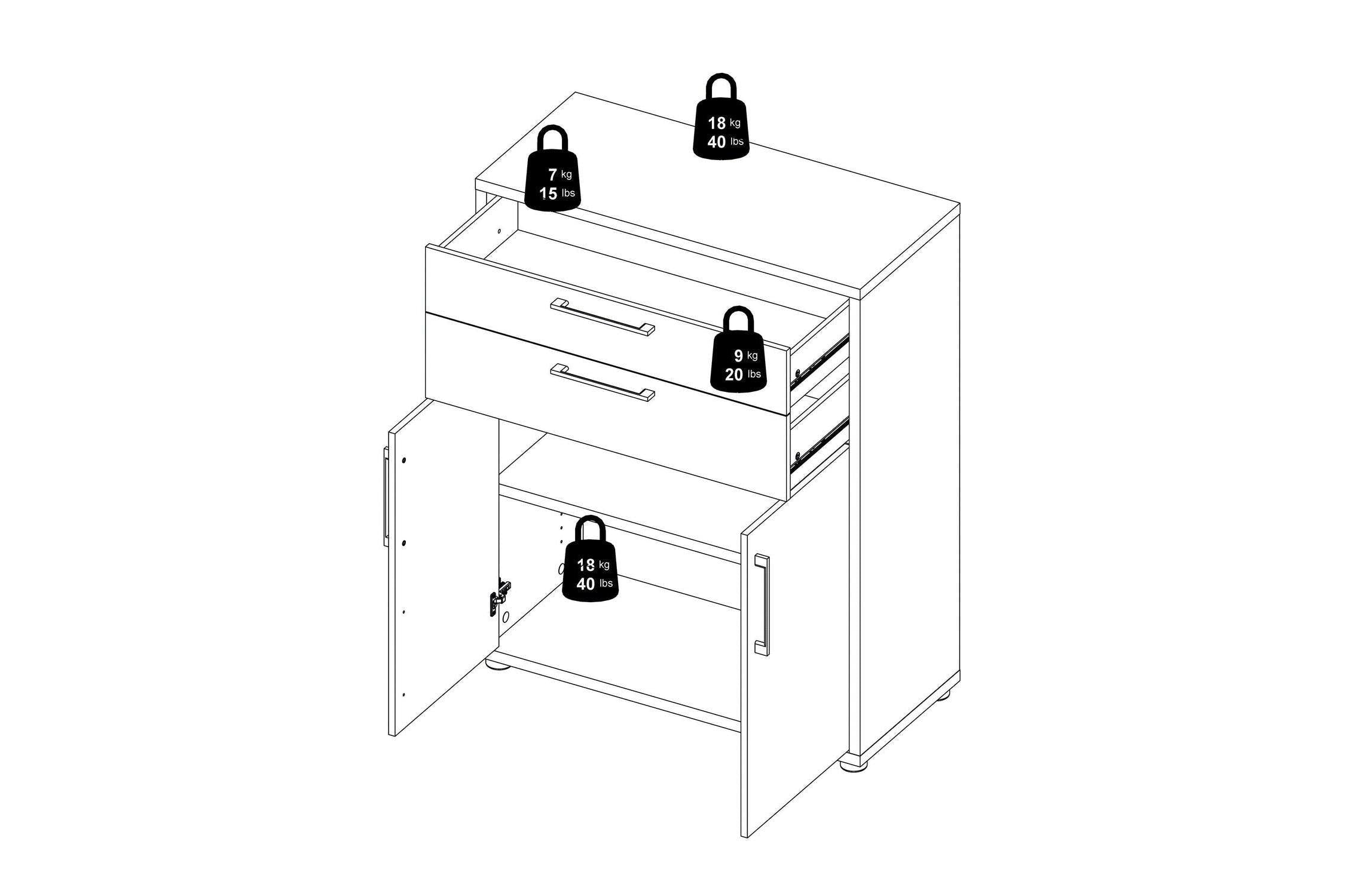 Prima Bookcase with Drawers and Doors in White