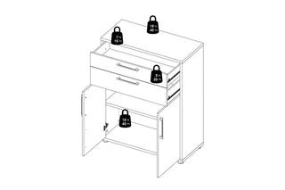 Prima Bookcase with Drawers and Doors in White