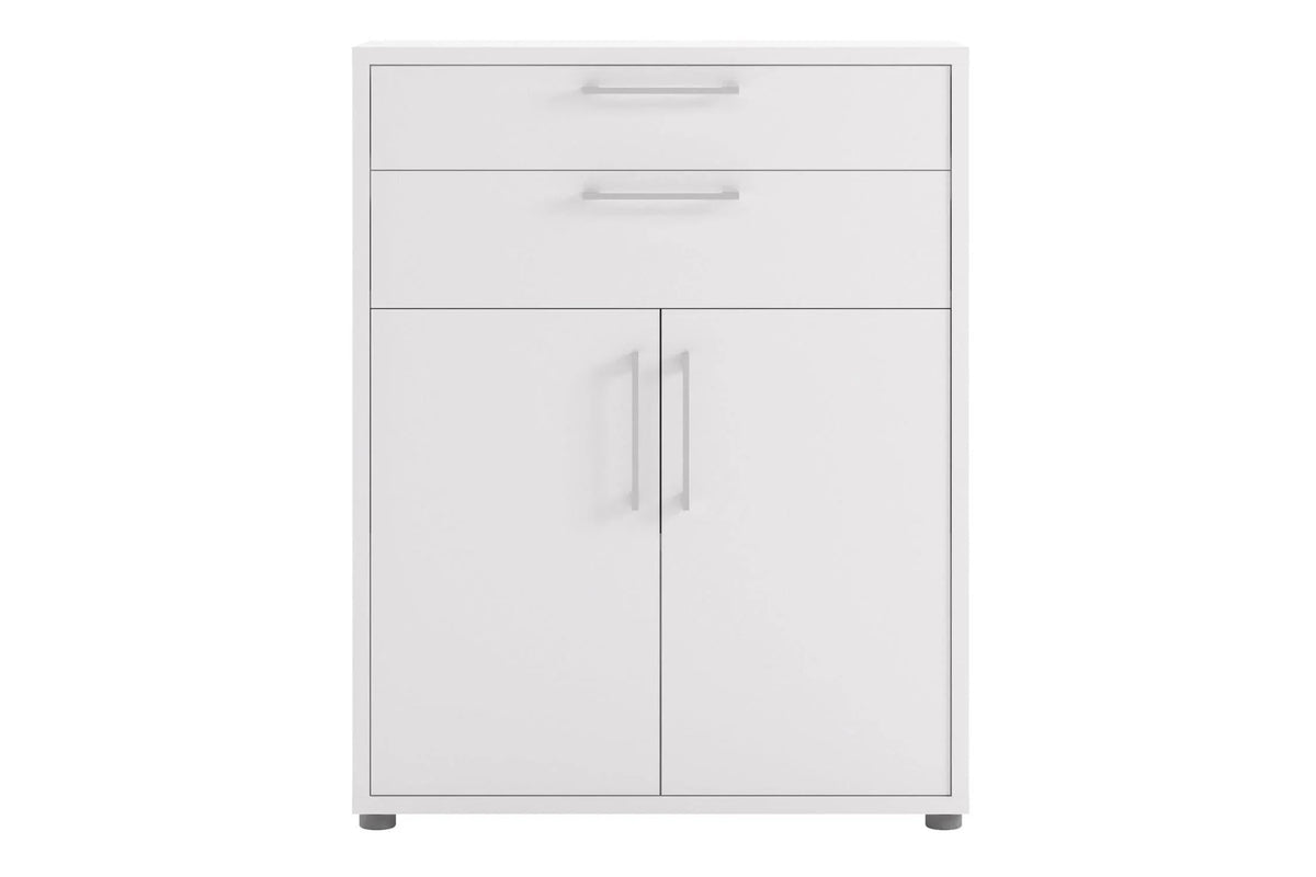Prima Bookcase with Drawers and Doors in White