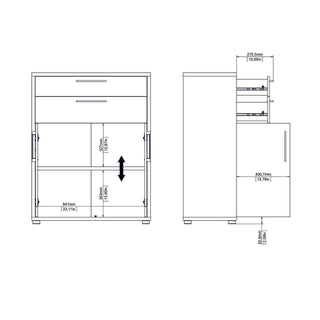 Prima Bookcase 1 Shelf With 2 Drawers + 2 Doors In White - Msofas LTD