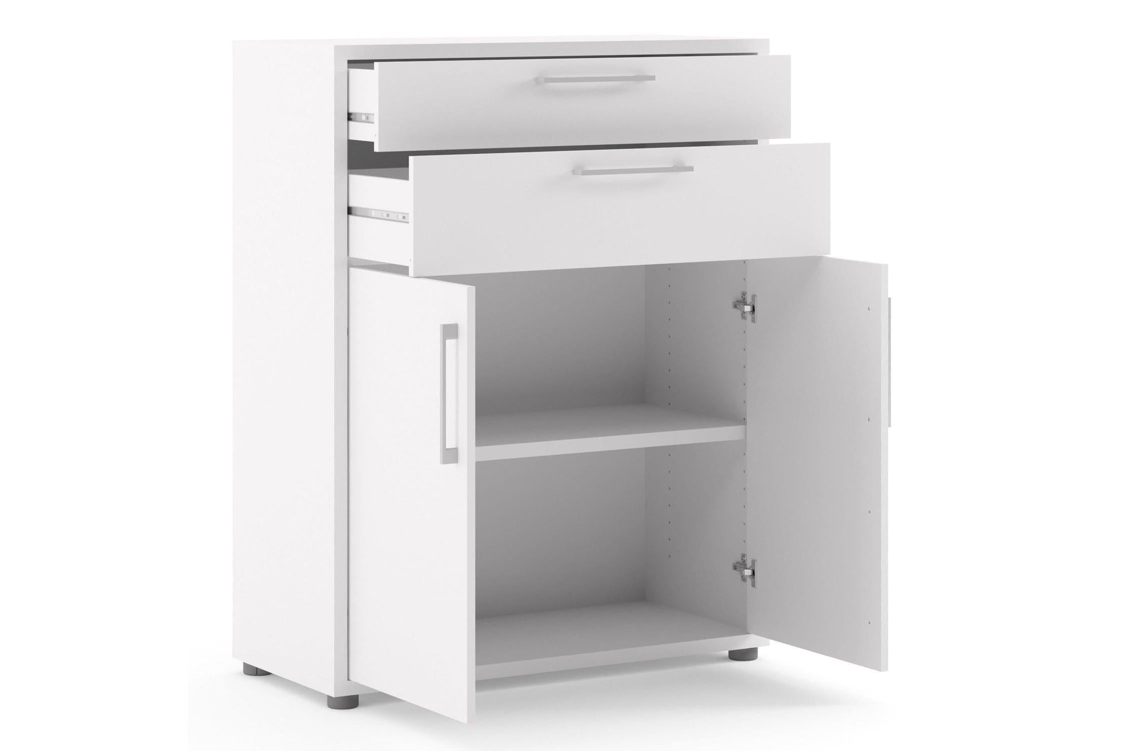 Prima Bookcase with Drawers and Doors in White