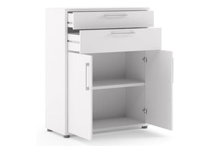 Prima Bookcase with Drawers and Doors in White