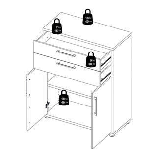 Prima Bookcase 1 Shelf + 2 Drawers And 2 Doors In Black Woodgrain - Msofas LTD