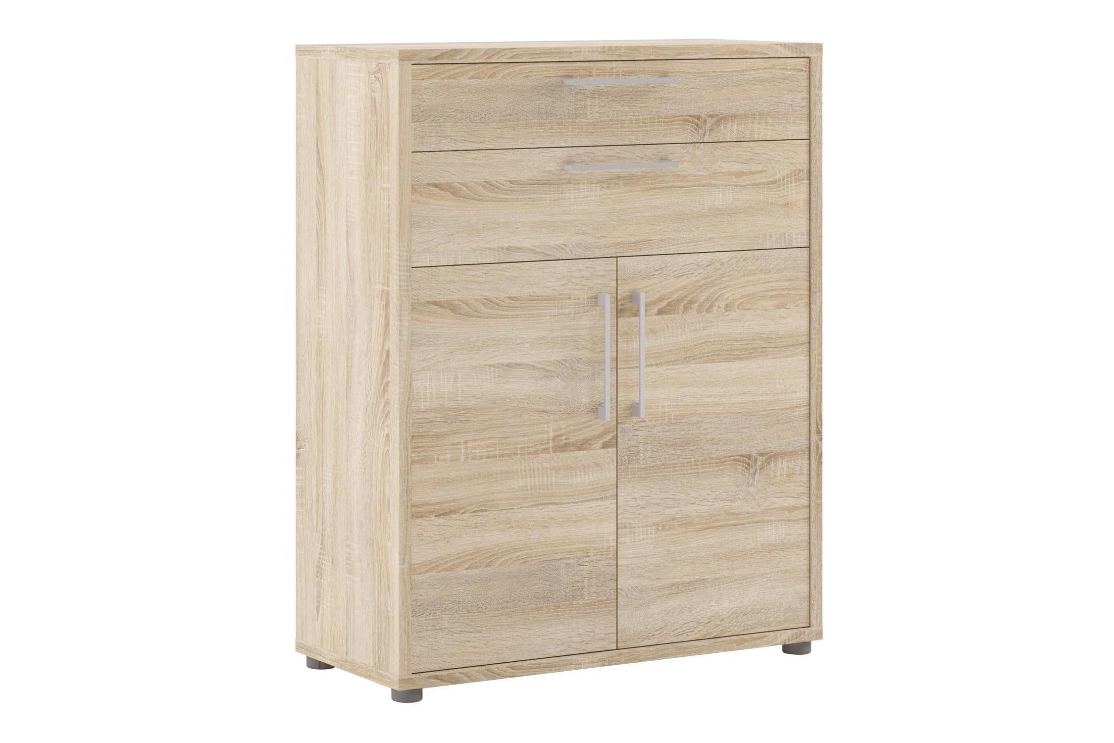 Prima Bookcase 1 Shelf with 2 Drawers and Doors in Oak