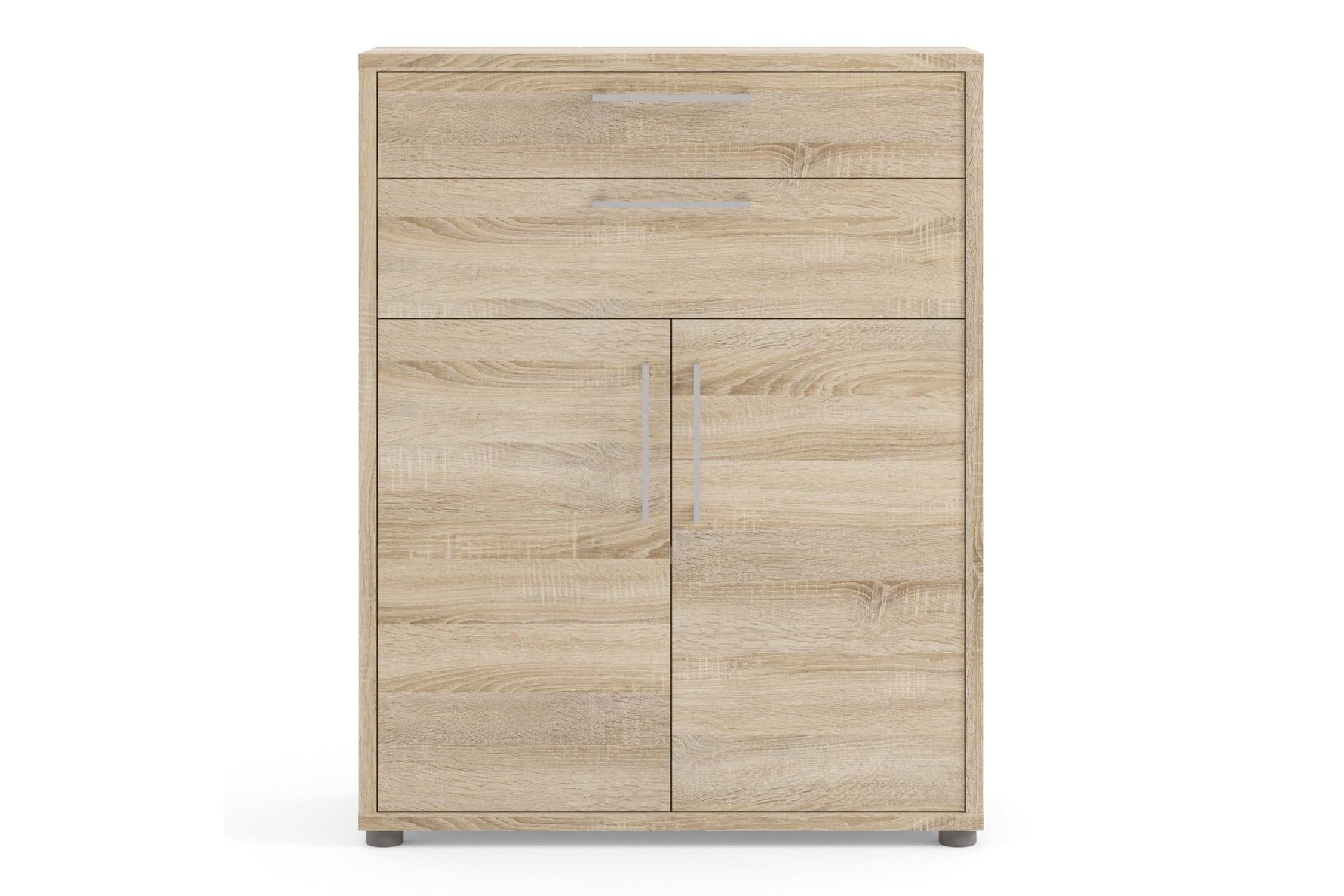 Prima Bookcase 1 Shelf with 2 Drawers and Doors in Oak