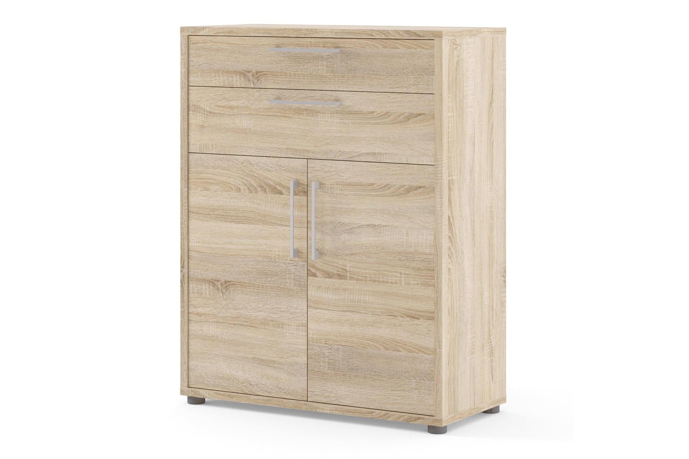Prima Bookcase 1 Shelf with 2 Drawers and Doors in Oak