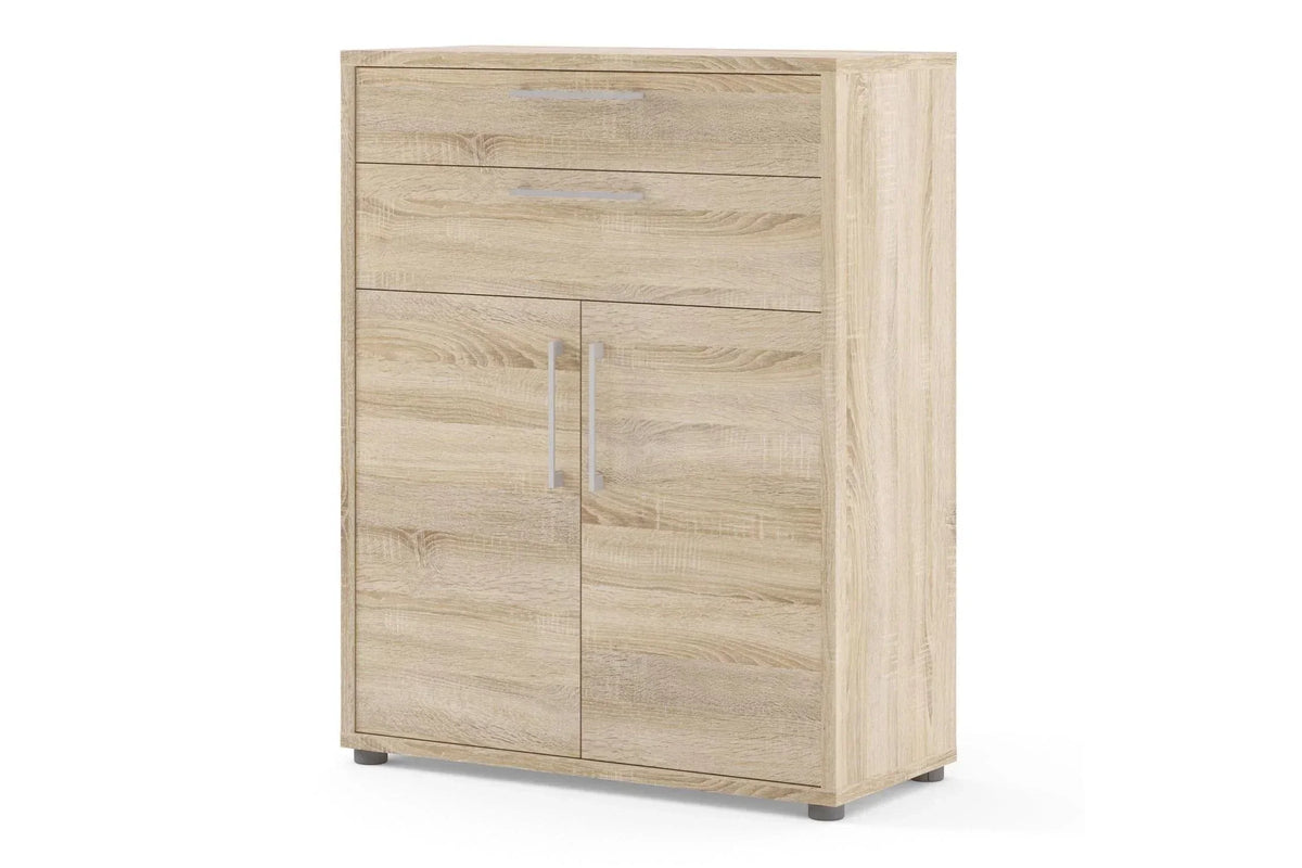 Prima Bookcase 1 Shelf with 2 Drawers and Doors in Oak