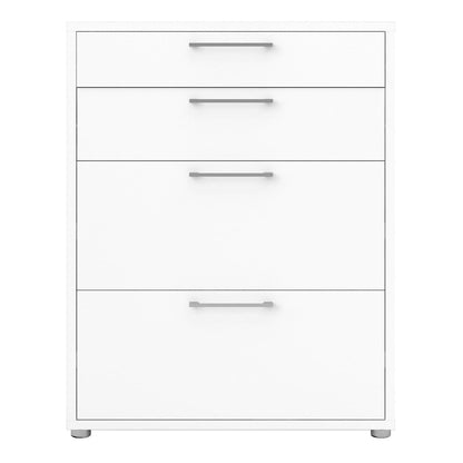 Prima Office Storage With 2 Drawers + 2 File Drawers In White