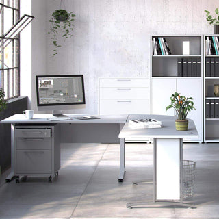 Prima Office Storage With 2 Drawers + 2 File Drawers In White - Msofas LTD