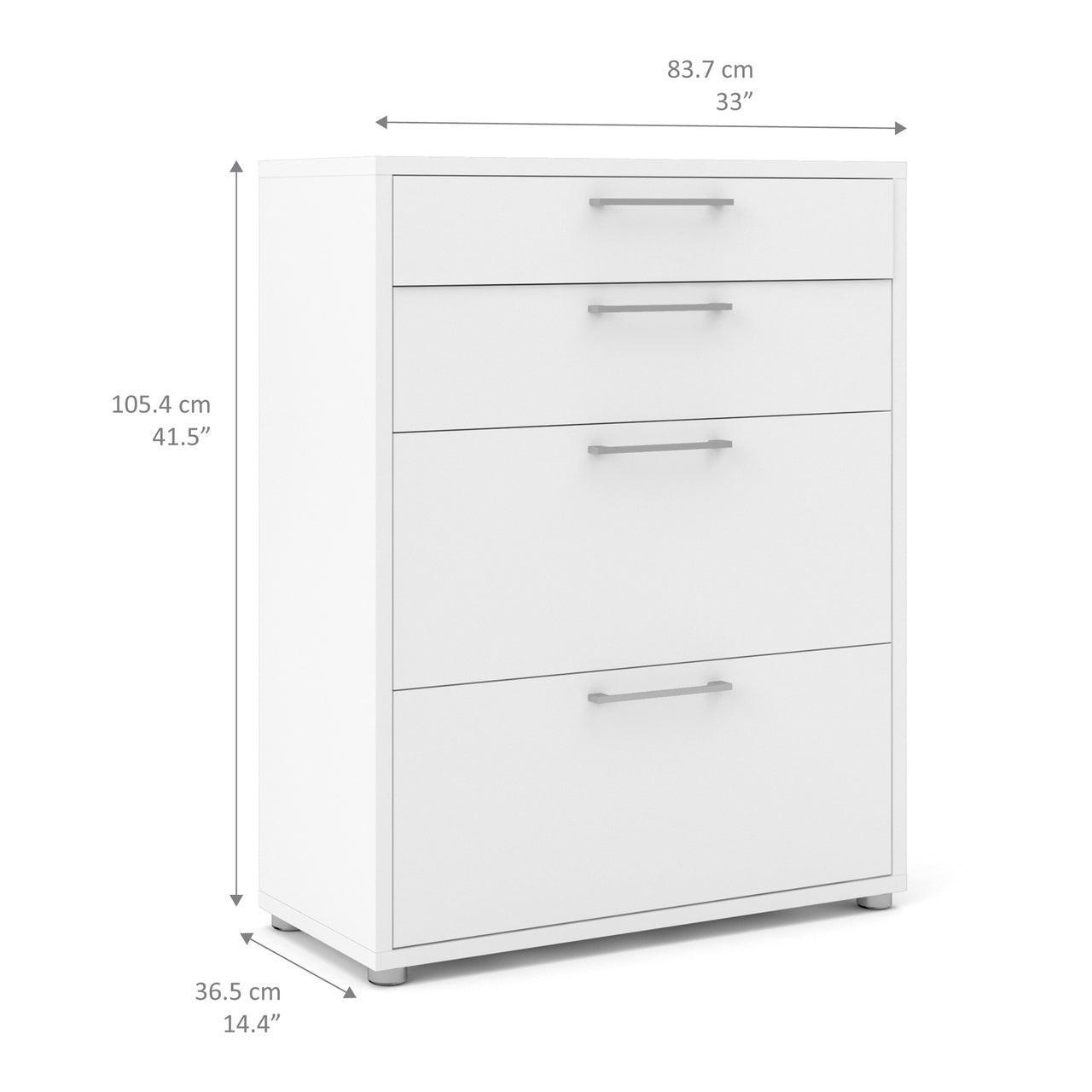 Prima Office Storage With 2 Drawers + 2 File Drawers In White