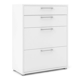 Prima Office Storage With 2 Drawers + 2 File Drawers In White - Msofas LTD