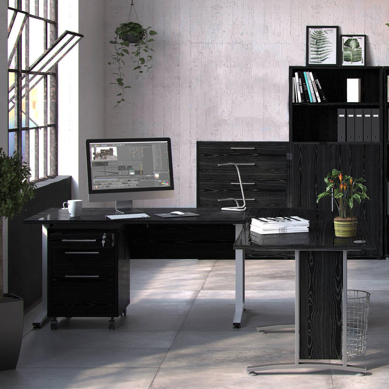 Prima Office Storage With 2 Drawers In Black Woodgrain