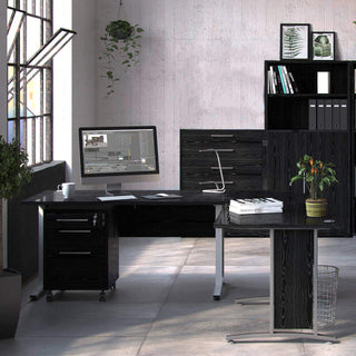 Prima Office Storage With 2 Drawers In Black Woodgrain - Msofas LTD