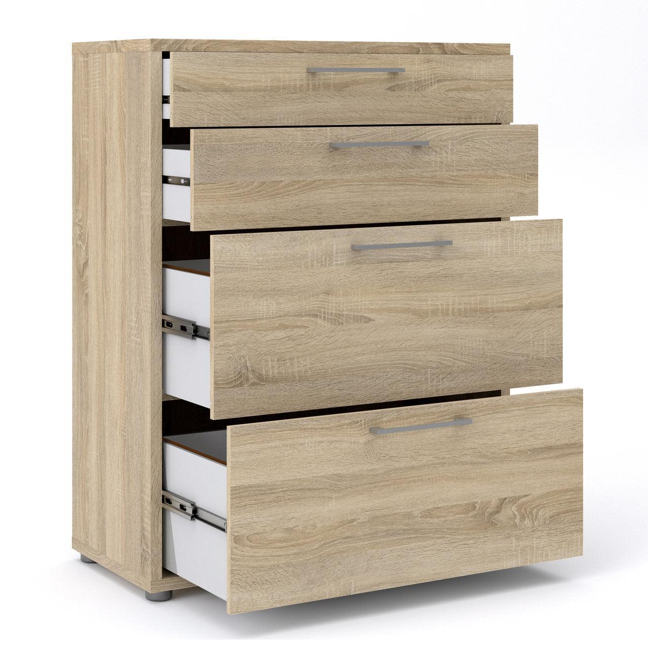 Prima Office Storage With 2 Drawers + 2 File Drawers In Oak