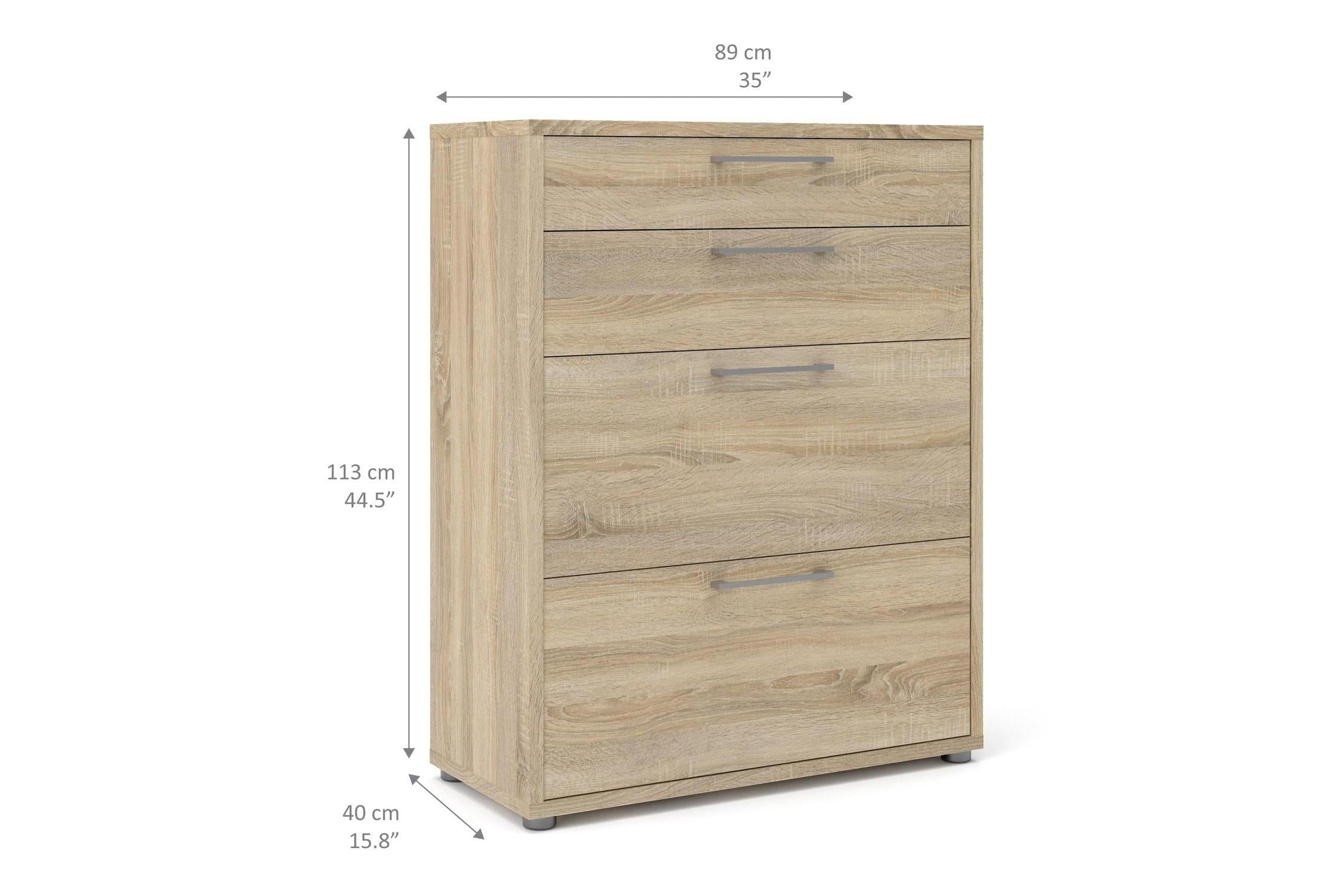 Prima Office Chest of 2 Drawers and 2 File Drawers in Oak