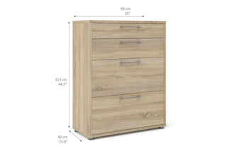 Prima Office Chest of 2 Drawers and 2 File Drawers in Oak