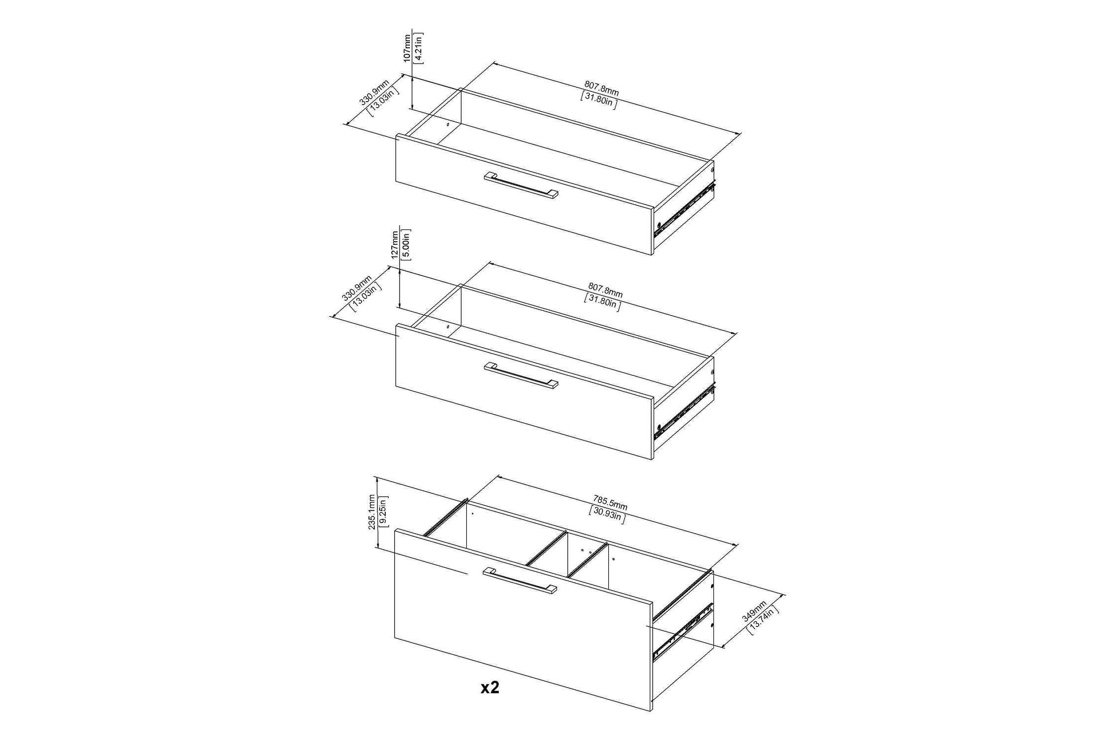 Prima Office Chest of 2 Drawers and 2 File Drawers in Oak