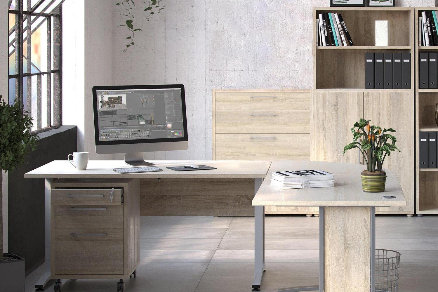 Prima Office Chest of 2 Drawers and 2 File Drawers in Oak