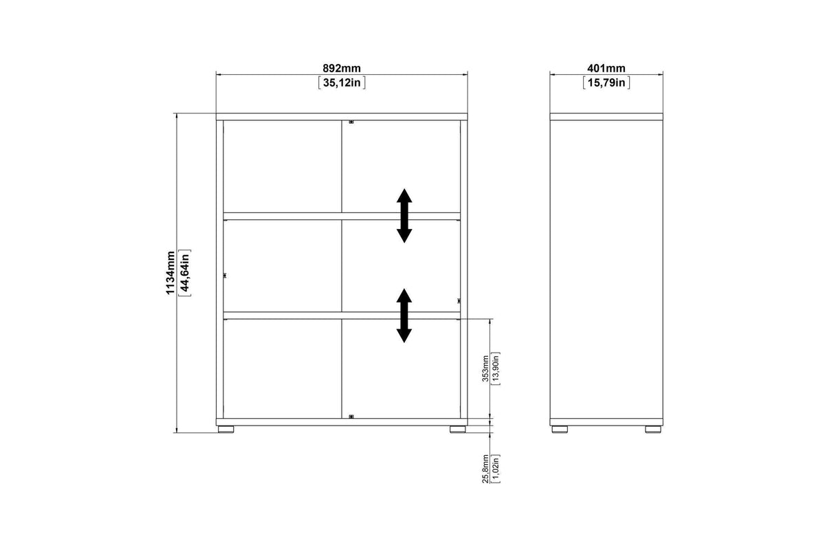 Prima Bookcase 2 Shelves In Oak