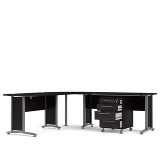 Prima Corner Desk Top in Black Woodgrain with Silver Grey Steel Legs - Msofas LTD