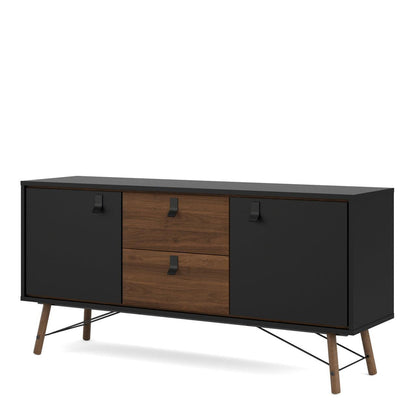 Ry Sideboard 2 Doors + 2 Drawers in Matt Black Walnut