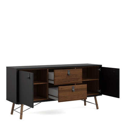 Ry Sideboard 2 Doors + 2 Drawers in Matt Black Walnut