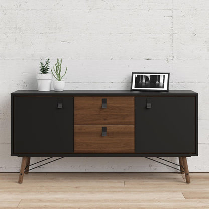 Ry Sideboard 2 Doors + 2 Drawers in Matt Black Walnut