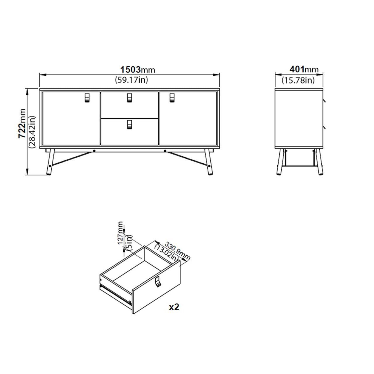 Ry Sideboard 2 Doors + 2 Drawers in Matt White