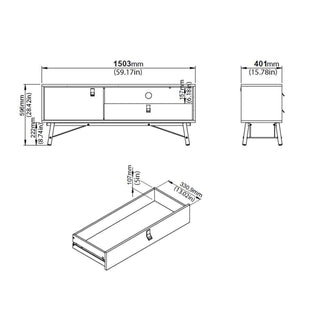 Ry TV-unit 1 Door + 1 Drawer in Matt Black Walnut - Msofas LTD