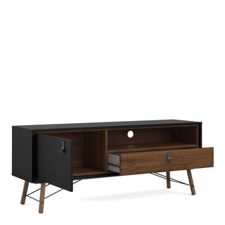 Ry TV-unit 1 Door + 1 Drawer in Matt Black Walnut - Msofas LTD