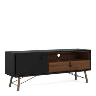 Ry TV-unit 1 Door + 1 Drawer in Matt Black Walnut - Msofas LTD