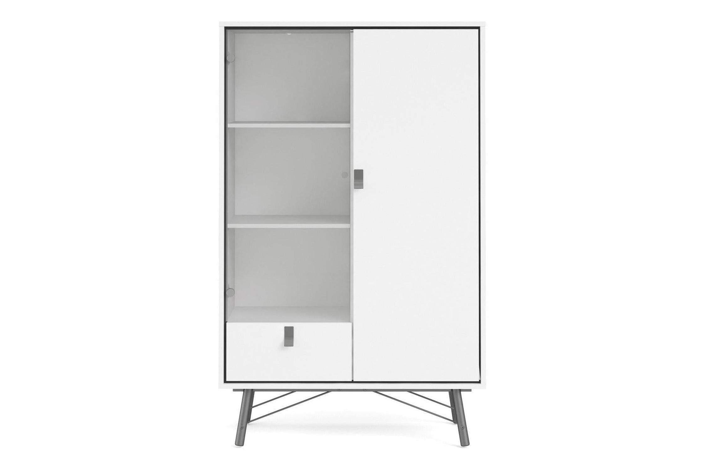 Ry China Cabinet with Glass Door and Drawer in Matt White