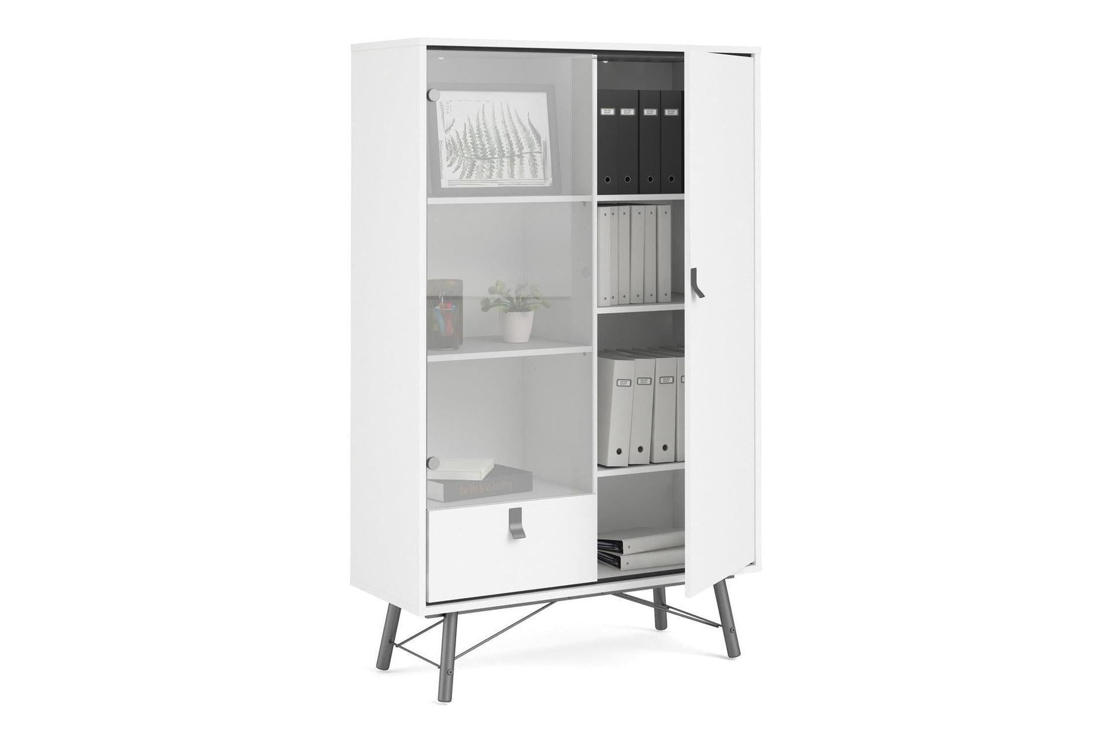 Ry China Cabinet with Glass Door and Drawer in Matt White