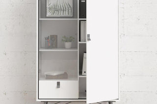 Ry China Cabinet with Glass Door and Drawer in Matt White