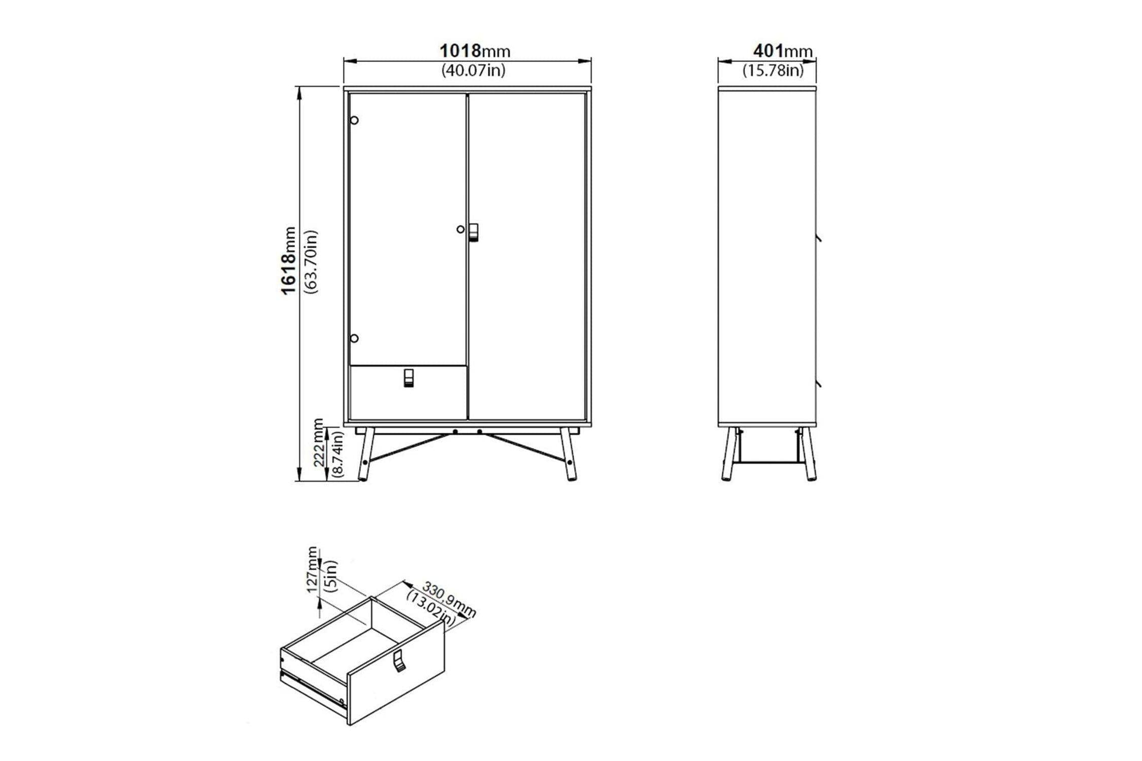 Ry China Cabinet with Glass Door and Drawer in Matt White