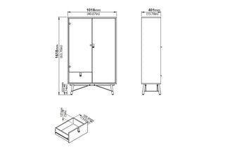 Ry China Cabinet with Glass Door and Drawer in Matt White