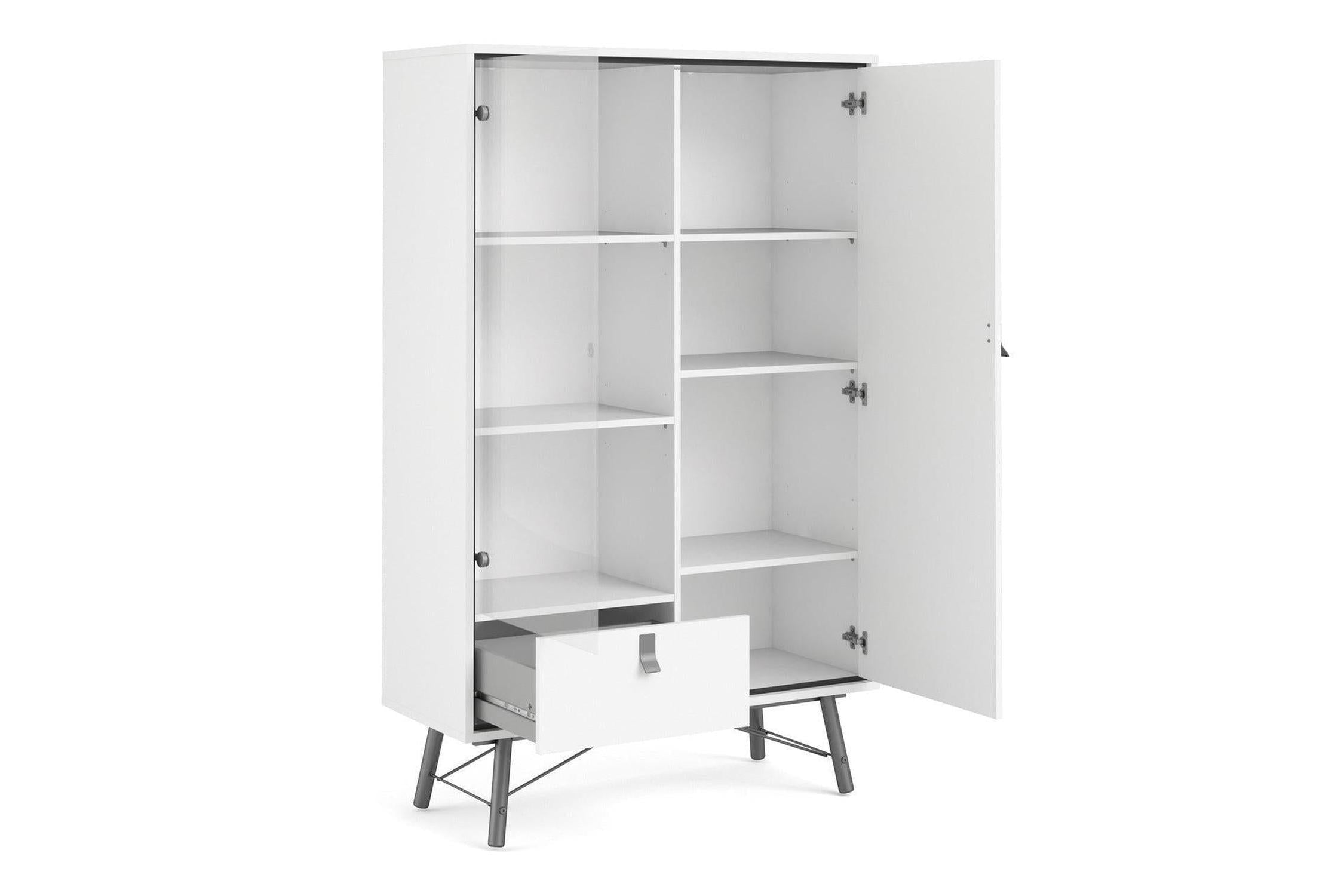 Ry China Cabinet with Glass Door and Drawer in Matt White