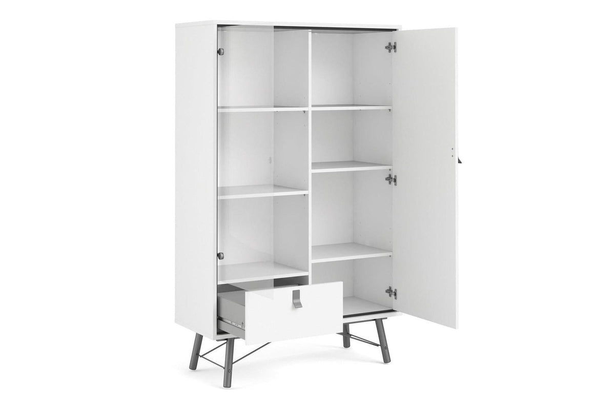 Ry China Cabinet with Glass Door and Drawer in Matt White