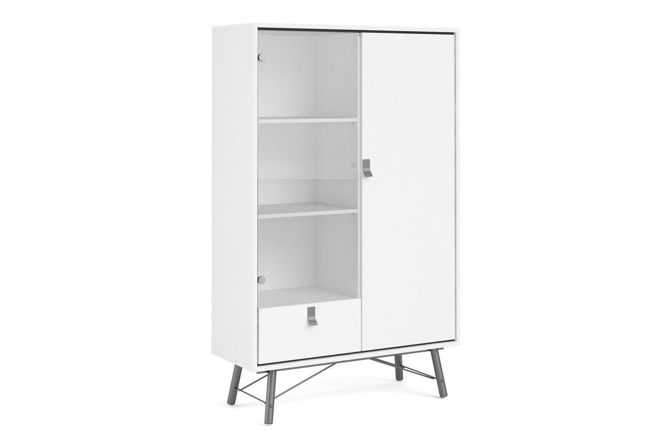 Ry China Cabinet with Glass Door and Drawer in Matt White