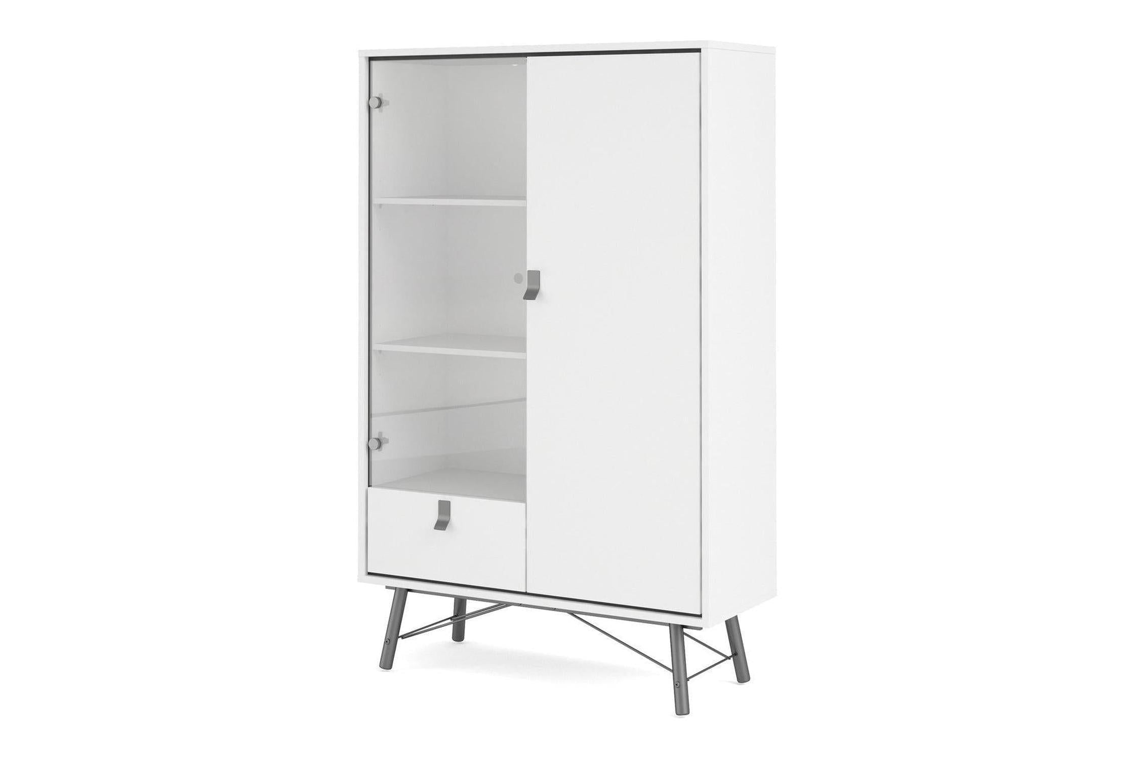Ry China Cabinet with Glass Door and Drawer in Matt White