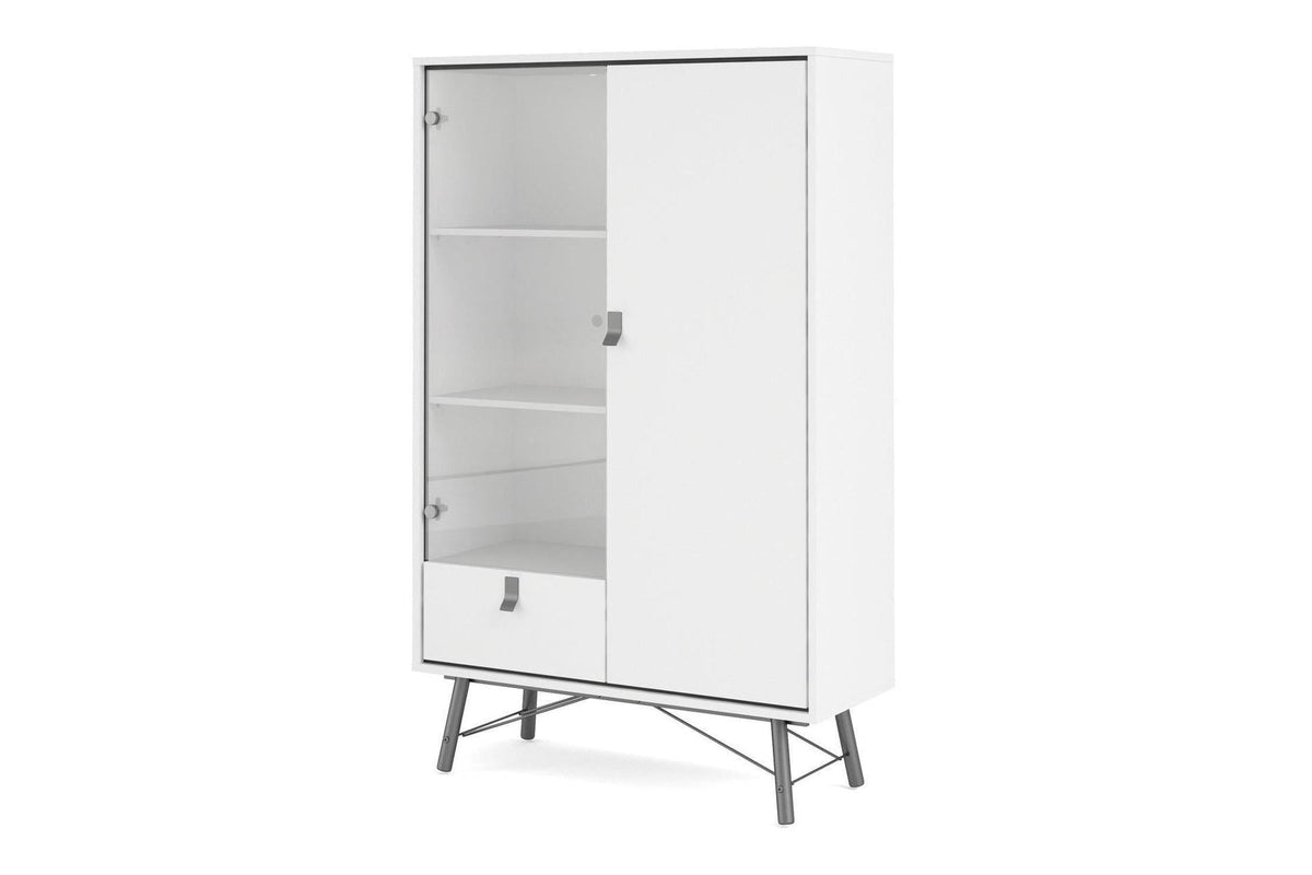 Ry China Cabinet with Glass Door and Drawer in Matt White
